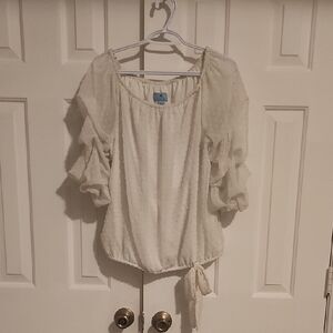 CeCe Ivory Blouse with Puff Sleeves